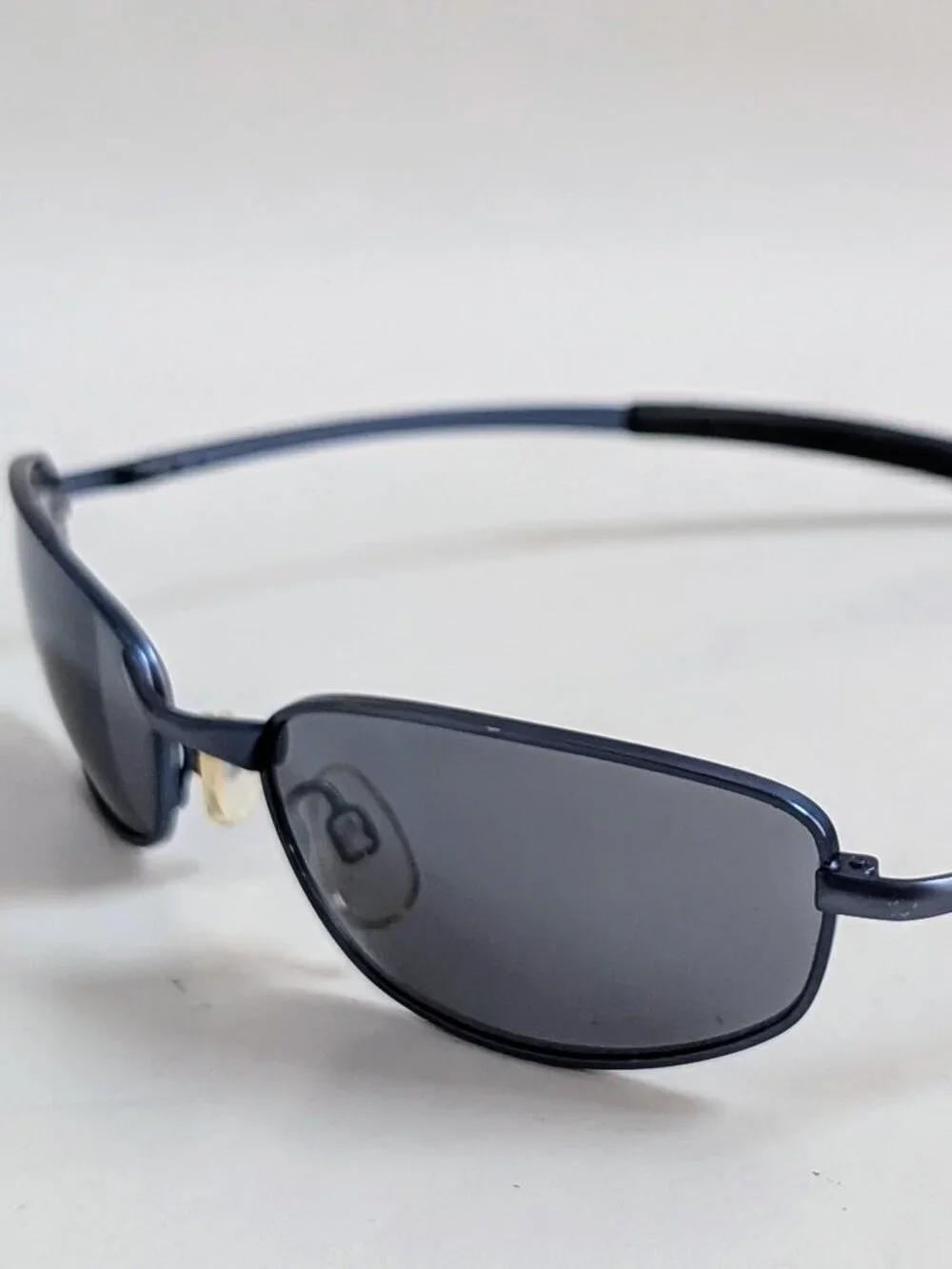 NWT Vintage 90's Rectangle Metal Designer Sport Sunglasses (M. Blue)